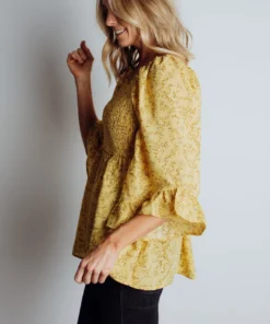 HAY Julia Smocked Top | Yellow Floral Bump Friendly