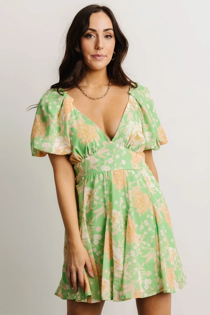 FT Henrietta Short Dress | Green Floral Dresses 7 FT Henrietta Short Dress | Green Floral Dresses