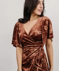 BB Custom Danielle Embossed Velvet Maxi Dress | Bronze