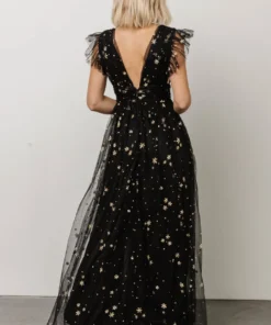 Soi Dresses Nova Shimmer Maxi Dress | Black + Gold