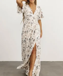 BB Custom Dresses Verona Smocked Maxi Dress | White Watercolor