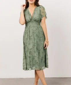 RR June Smocked Midi Dress | Green Dresses