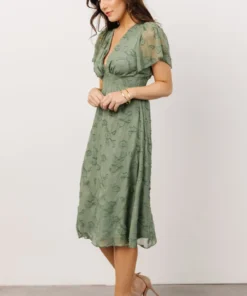RR June Smocked Midi Dress | Green Dresses