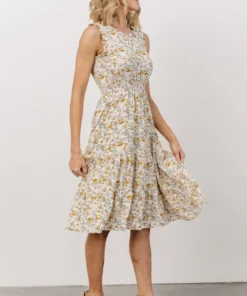 HAY Annie Ruffle Midi Dress | Yellow Floral
