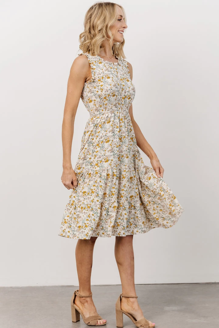 HAY Annie Ruffle Midi Dress | Yellow Floral 2 HAY Annie Ruffle Midi Dress | Yellow Floral