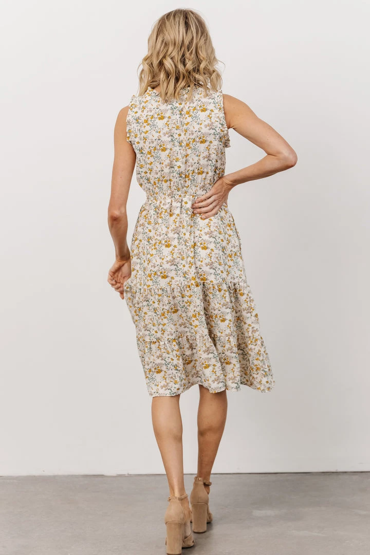 HAY Annie Ruffle Midi Dress | Yellow Floral 4 HAY Annie Ruffle Midi Dress | Yellow Floral