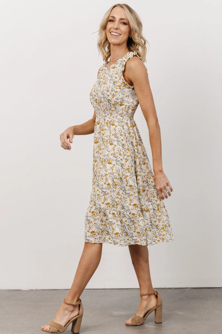 HAY Annie Ruffle Midi Dress | Yellow Floral 9 HAY Annie Ruffle Midi Dress | Yellow Floral