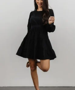 IL Keri Long Sleeve Short Dress | Black
