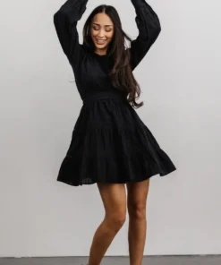 IL Keri Long Sleeve Short Dress | Black