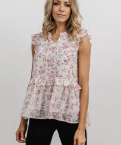 HAY Blossom Ruffle Top | Ivory Multi Floral Vacation 10 HAY Blossom Ruffle Top | Ivory Multi Floral Vacation