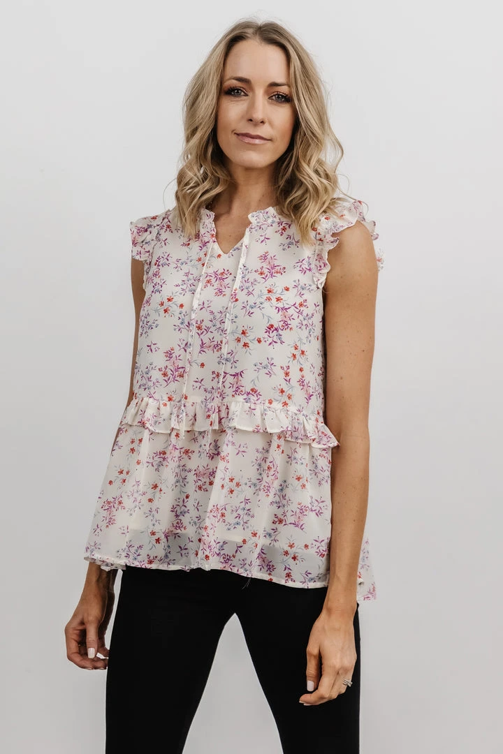 HAY Blossom Ruffle Top | Ivory Multi Floral Vacation 5 HAY Blossom Ruffle Top | Ivory Multi Floral Vacation