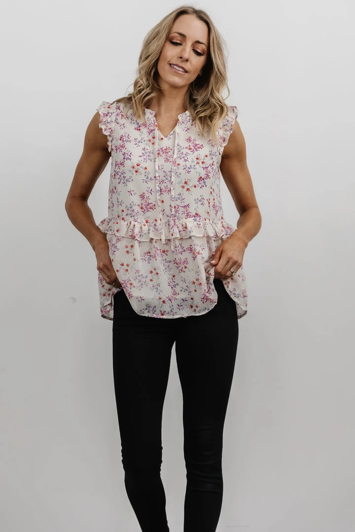 HAY Blossom Ruffle Top | Ivory Multi Floral Vacation 6 HAY Blossom Ruffle Top | Ivory Multi Floral Vacation