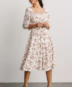 BB Custom Dresses Marta Smocked Midi Dress | Berry Floral