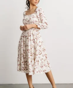 BB Custom Dresses Marta Smocked Midi Dress | Berry Floral