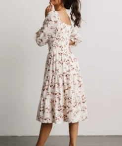 BB Custom Dresses Marta Smocked Midi Dress | Berry Floral