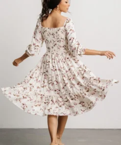 BB Custom Dresses Marta Smocked Midi Dress | Berry Floral