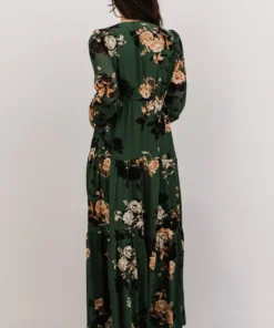 SL Margot Tiered Maxi Dress | Green Floral Dresses