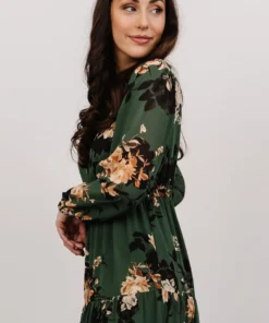 SL Margot Tiered Maxi Dress | Green Floral Dresses