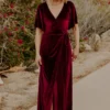 BB Custom Dresses Meghan Velvet Wrap Maxi Dress | Mulberry
