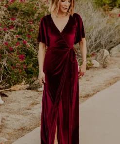 BB Custom Dresses Meghan Velvet Wrap Maxi Dress | Mulberry