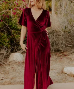 BB Custom Dresses Meghan Velvet Wrap Maxi Dress | Mulberry 22 BB Custom Dresses Meghan Velvet Wrap Maxi Dress | Mulberry
