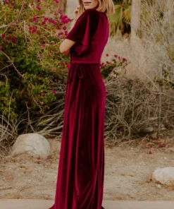 BB Custom Dresses Meghan Velvet Wrap Maxi Dress | Mulberry 19 BB Custom Dresses Meghan Velvet Wrap Maxi Dress | Mulberry