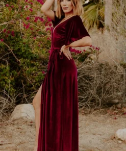 BB Custom Dresses Meghan Velvet Wrap Maxi Dress | Mulberry