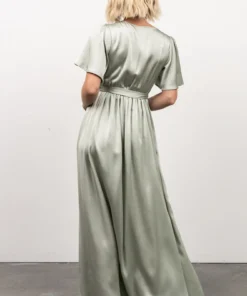 BB Custom Sicily Satin Maxi Dress | Sage