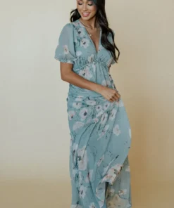BB Custom Santorini Maxi Dress | Blue Floral Dresses