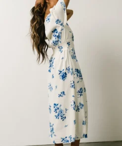 SL Eleanor Midi Dress | Cream + Blue Floral 12 SL Eleanor Midi Dress | Cream + Blue Floral