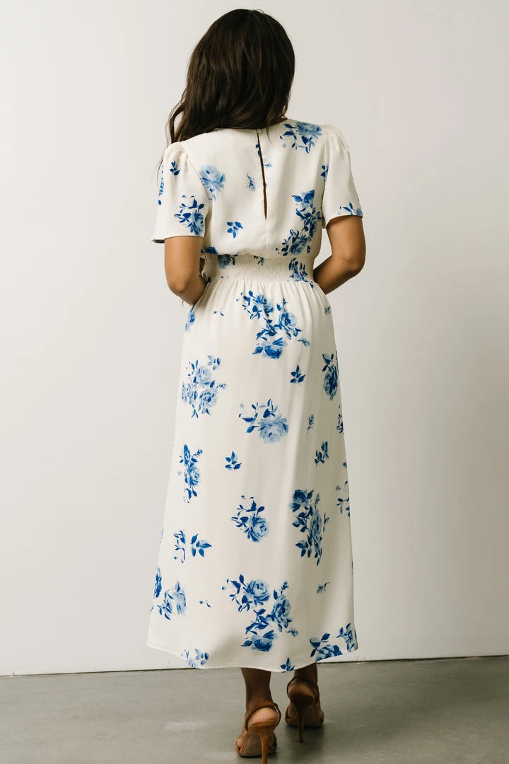 SL Eleanor Midi Dress | Cream + Blue Floral 6 SL Eleanor Midi Dress | Cream + Blue Floral