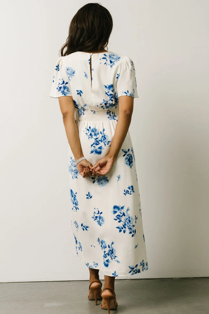SL Eleanor Midi Dress | Cream + Blue Floral 7 SL Eleanor Midi Dress | Cream + Blue Floral