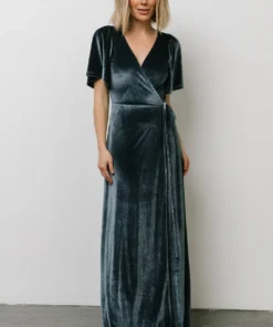BB Custom Meghan Velvet Wrap Maxi Dress | Deep Blue