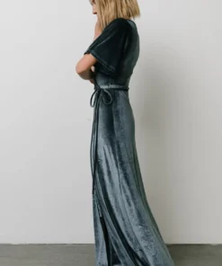 BB Custom Meghan Velvet Wrap Maxi Dress | Deep Blue
