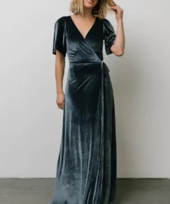 BB Custom Meghan Velvet Wrap Maxi Dress | Deep Blue