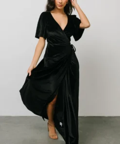 BB Custom Meghan Velvet Wrap Maxi Dress | Black Dresses