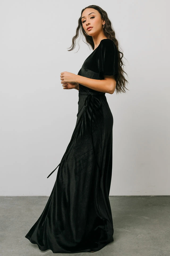 BB Custom Meghan Velvet Wrap Maxi Dress | Black Dresses 5 BB Custom Meghan Velvet Wrap Maxi Dress | Black Dresses