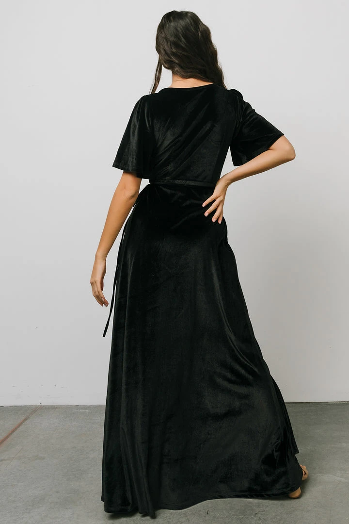 BB Custom Meghan Velvet Wrap Maxi Dress | Black Dresses 6 BB Custom Meghan Velvet Wrap Maxi Dress | Black Dresses