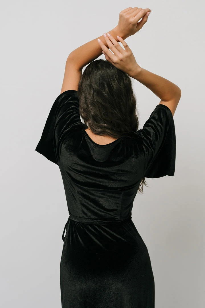 BB Custom Meghan Velvet Wrap Maxi Dress | Black Dresses 7 BB Custom Meghan Velvet Wrap Maxi Dress | Black Dresses