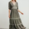 IL Santa Fe Embroidered Dress | Dusty Olive