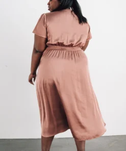 JH Poppy Satin Midi Dress | Rosy Brown