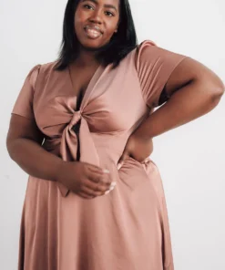 JH Poppy Satin Midi Dress | Rosy Brown