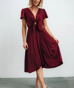 JH Poppy Satin Midi Dress | Wine