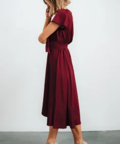 JH Poppy Satin Midi Dress | Wine