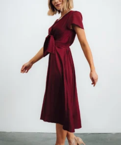JH Poppy Satin Midi Dress | Wine