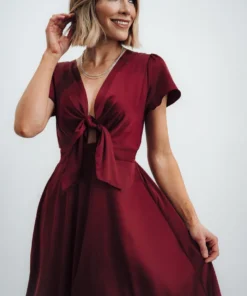 JH Poppy Satin Midi Dress | Wine