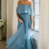 BB Custom Victoria Off Shoulder Maxi Dress | Light Blue