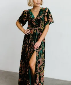BB Custom Uma Velvet Maxi Dress | Green Floral 19 BB Custom Uma Velvet Maxi Dress | Green Floral