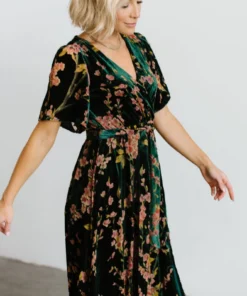 BB Custom Uma Velvet Maxi Dress | Green Floral 26 BB Custom Uma Velvet Maxi Dress | Green Floral