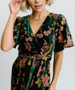 BB Custom Uma Velvet Maxi Dress | Green Floral 17 BB Custom Uma Velvet Maxi Dress | Green Floral